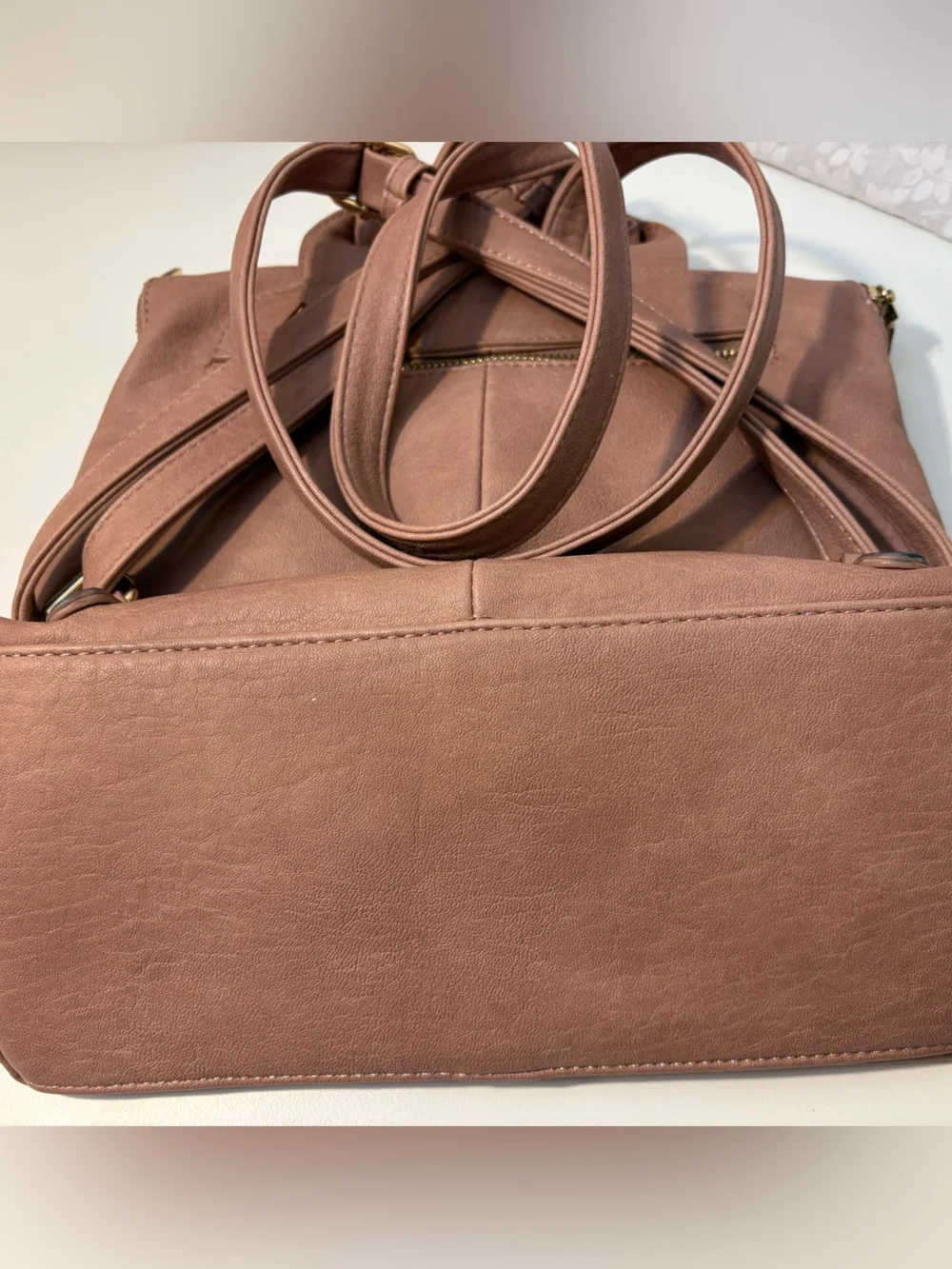 Miztique Blush Pink Vegan Leather Fashion Backpack Gold Hardware Tassel Accent